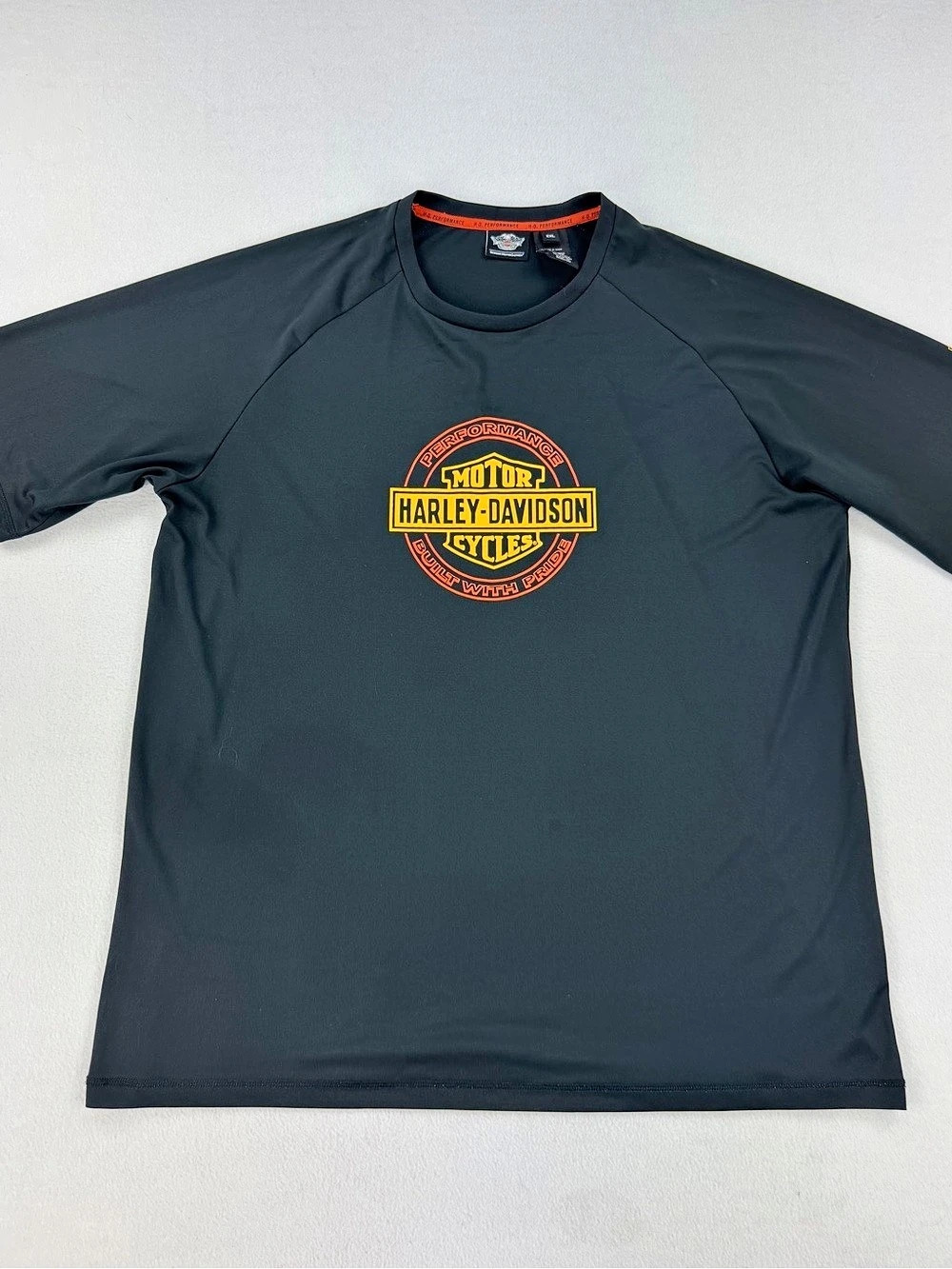 Harley Davidson Men Performance Built With Pride Black Short Sleeve Shirt Sz 2XL